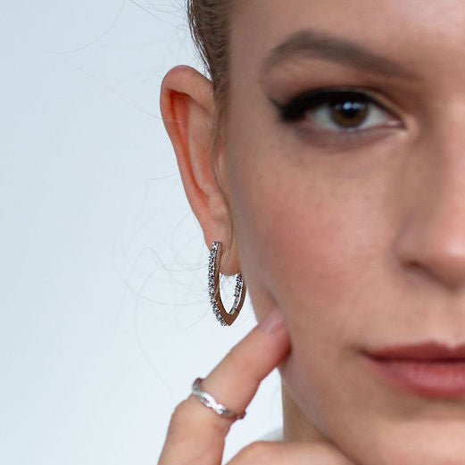 Inside-Out Platinum V Huggie Earrings - HARMA