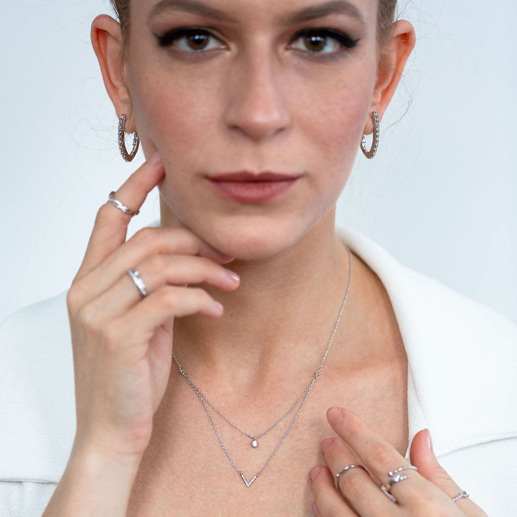 Inside-Out Platinum V Huggie Earrings - HARMA