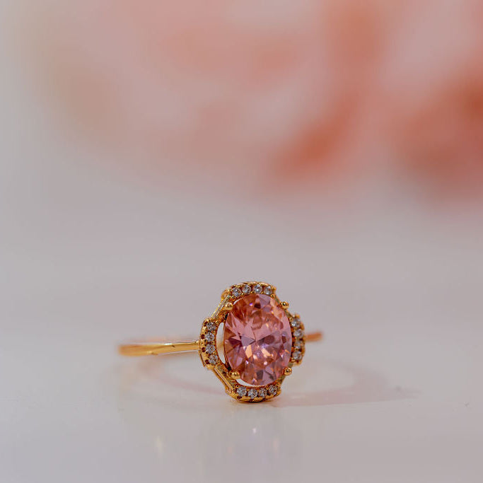 I Am Blossoming Oval PINK Zirconia Ring - HARMA