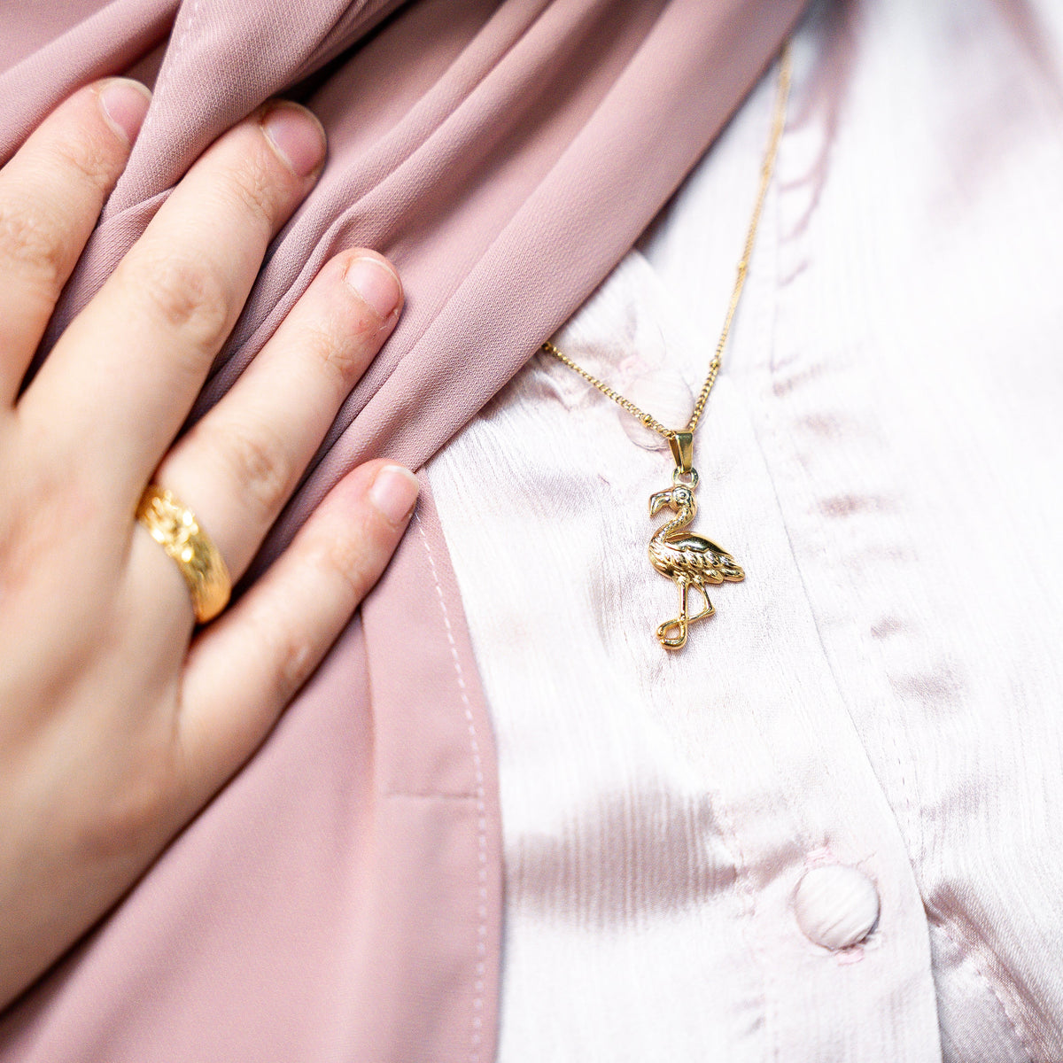 The Gentle Return Golden Flamingo Necklace - HARMA