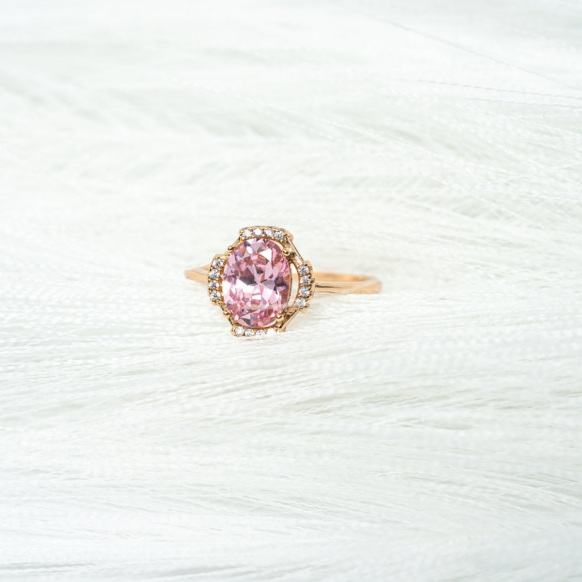 I Am Blossoming Oval PINK Zirconia Ring - HARMA