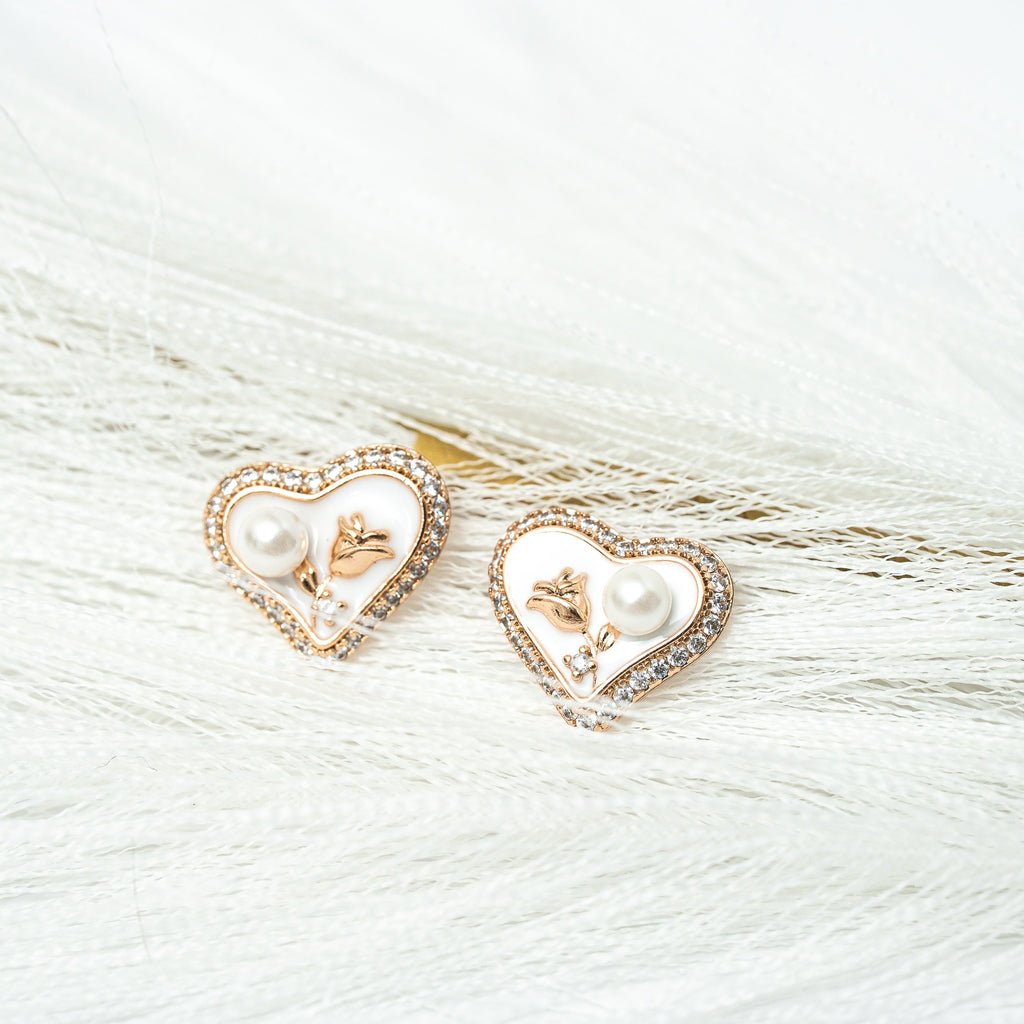 Sweetheart Pearl Bloom Stud Earrings - HARMA