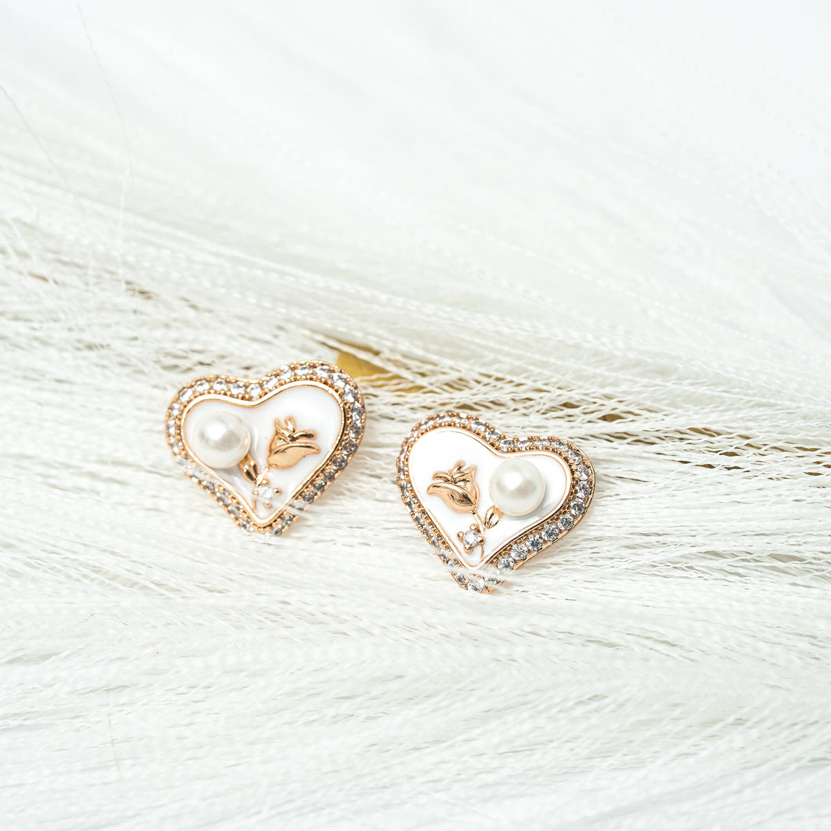 Sweetheart Pearl Bloom Stud Earrings - HARMA