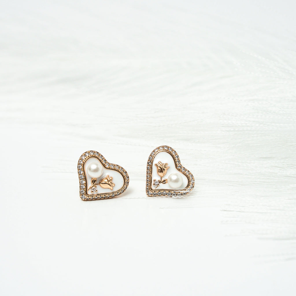 Sweetheart Pearl Bloom Stud Earrings - HARMA