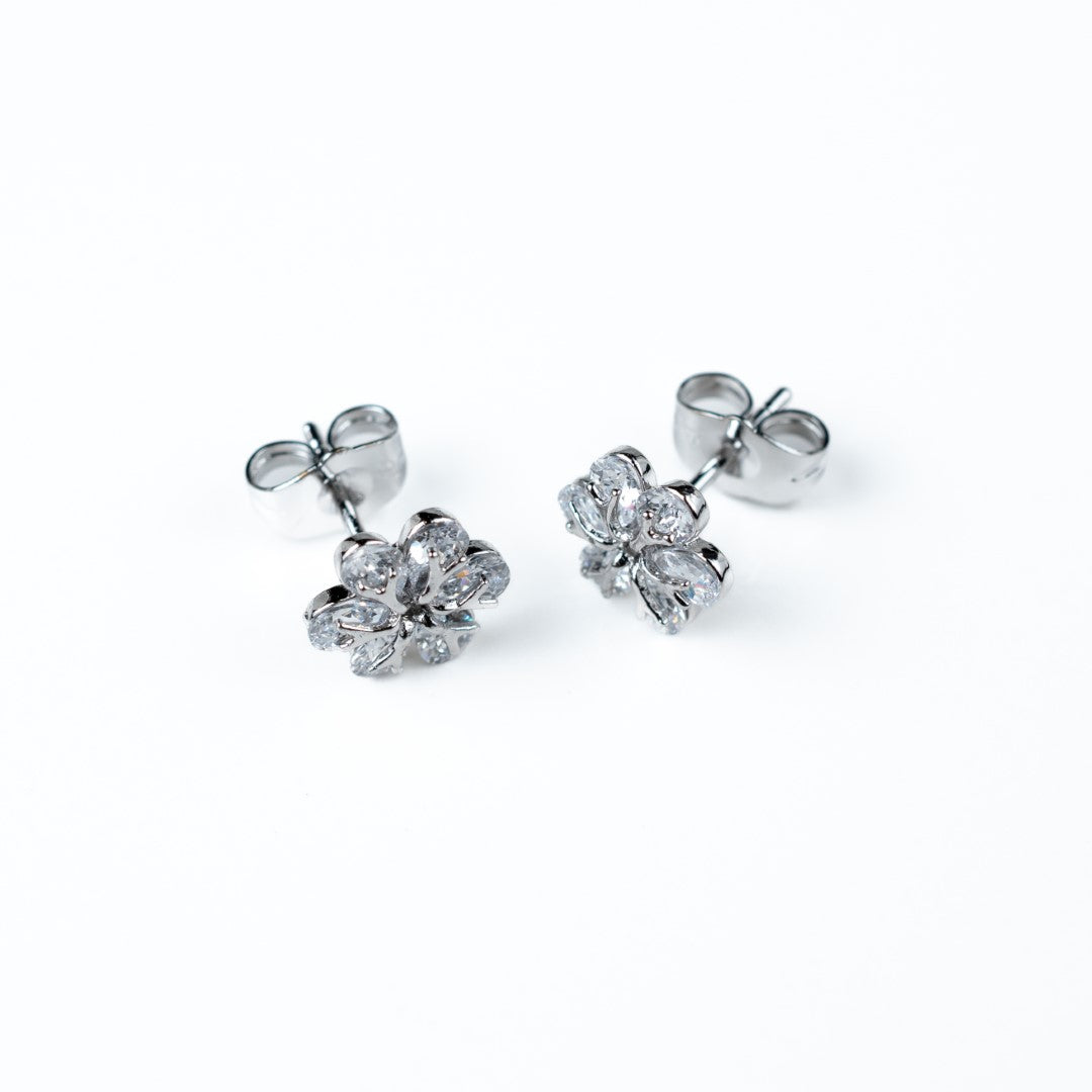 Harma Girls Flower Blossom Zirconia Stud Earrings - HARMA