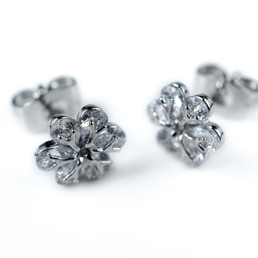 Harma Girls Flower Blossom Zirconia Stud Earrings - HARMA