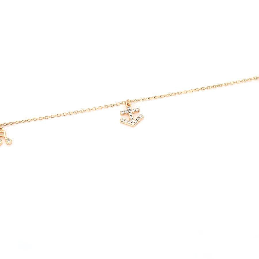 Adventure Awaits Gold Tone Charm Anklet - HARMA