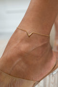 Minimal Gold Tone Chevron Anklet - HARMA