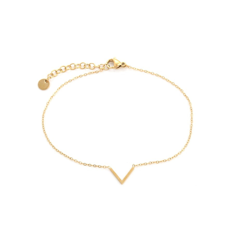 Minimal Gold Tone Chevron Anklet - HARMA