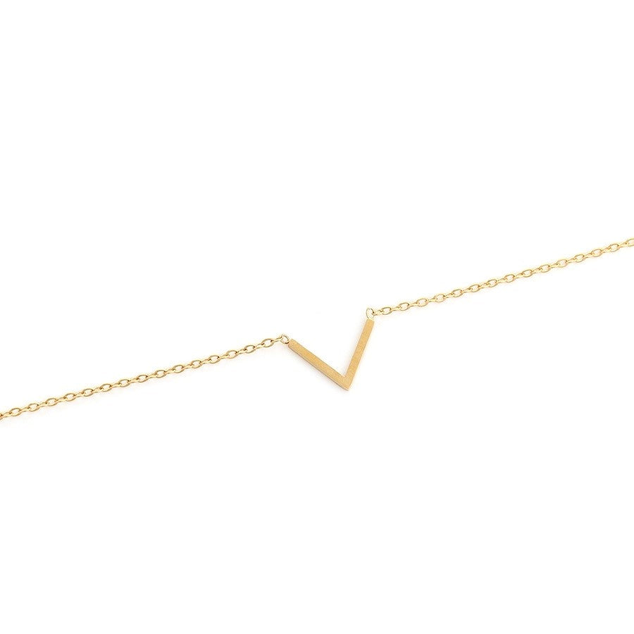 Minimal Gold Tone Chevron Anklet - HARMA