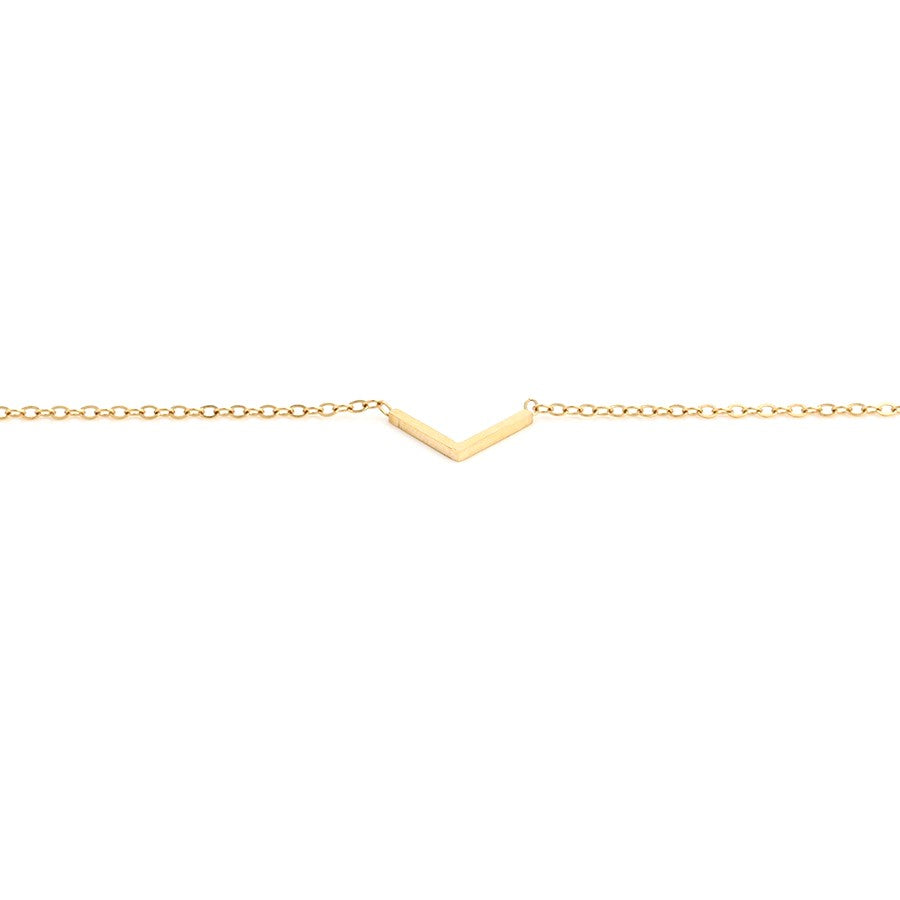 Minimal Gold Tone Chevron Anklet - HARMA