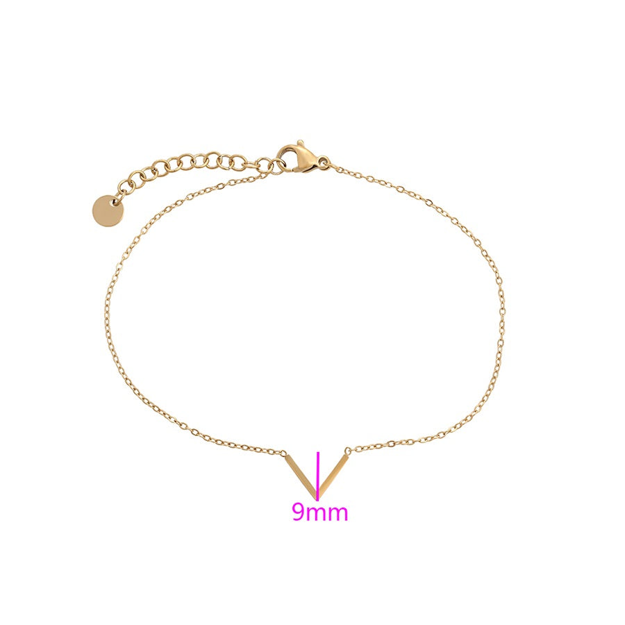 Minimal Gold Tone Chevron Anklet - HARMA