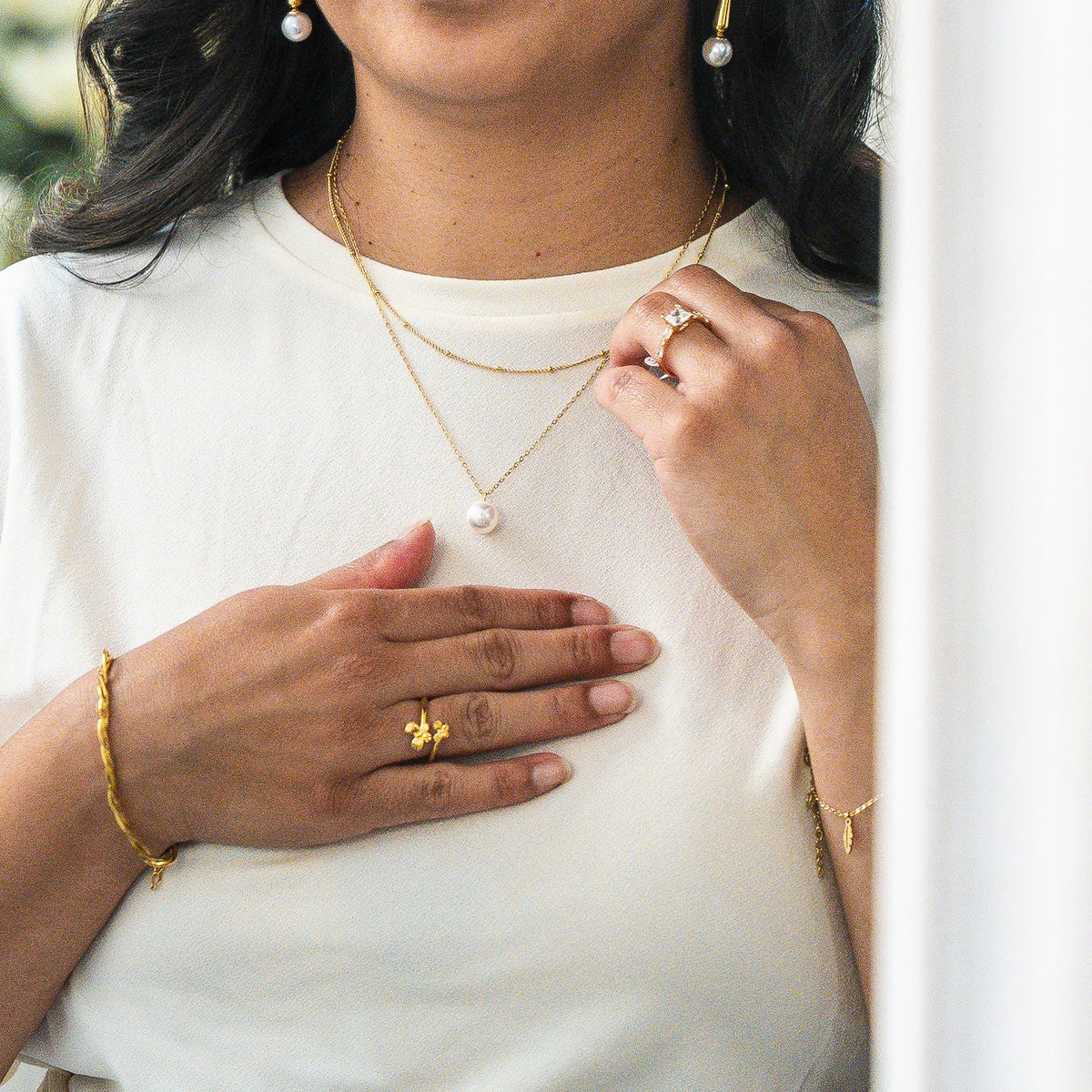 Fresh Start Pearl Double Chain Necklace - HARMA