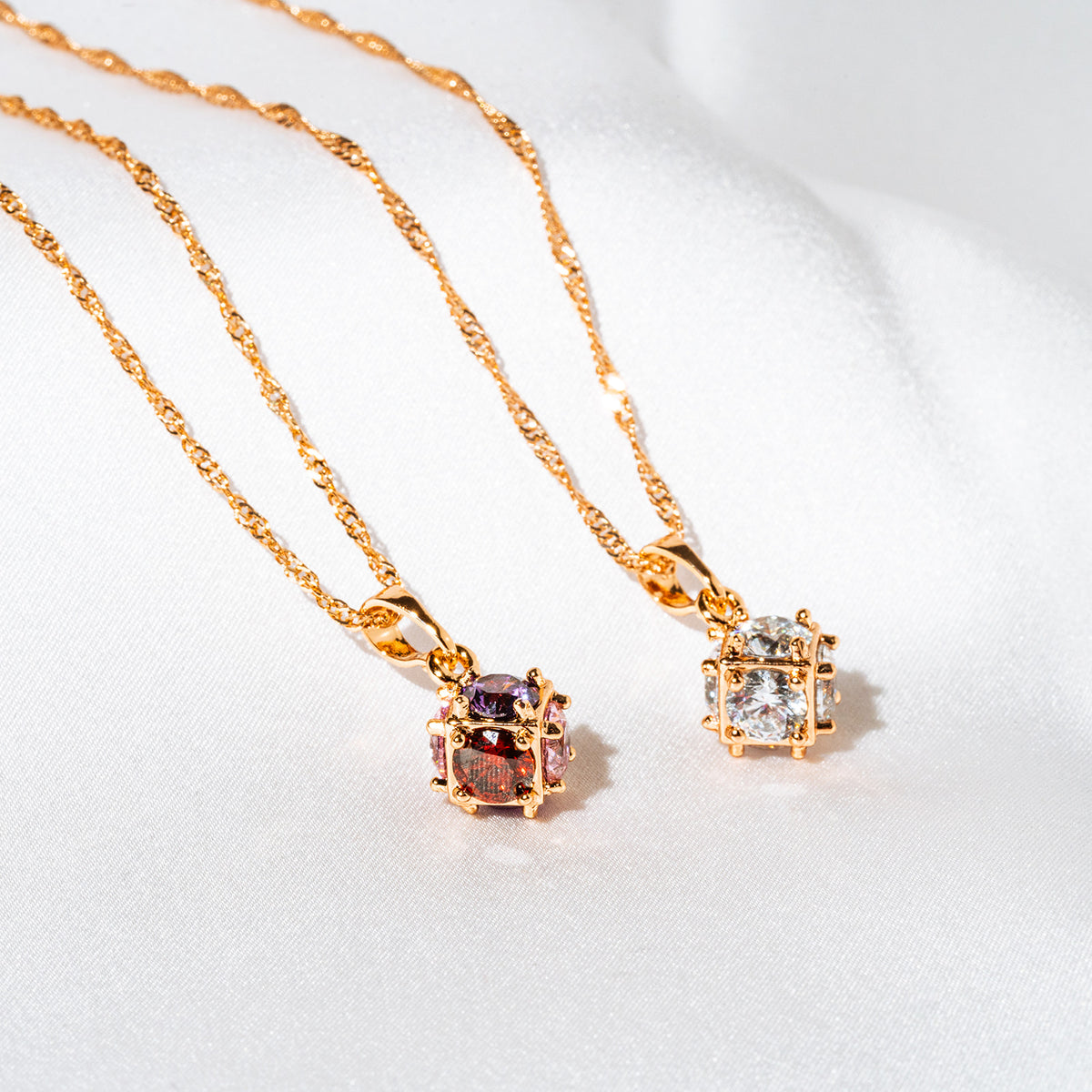 Harma Girls Vibrant Crystals Cube Necklace - HARMA