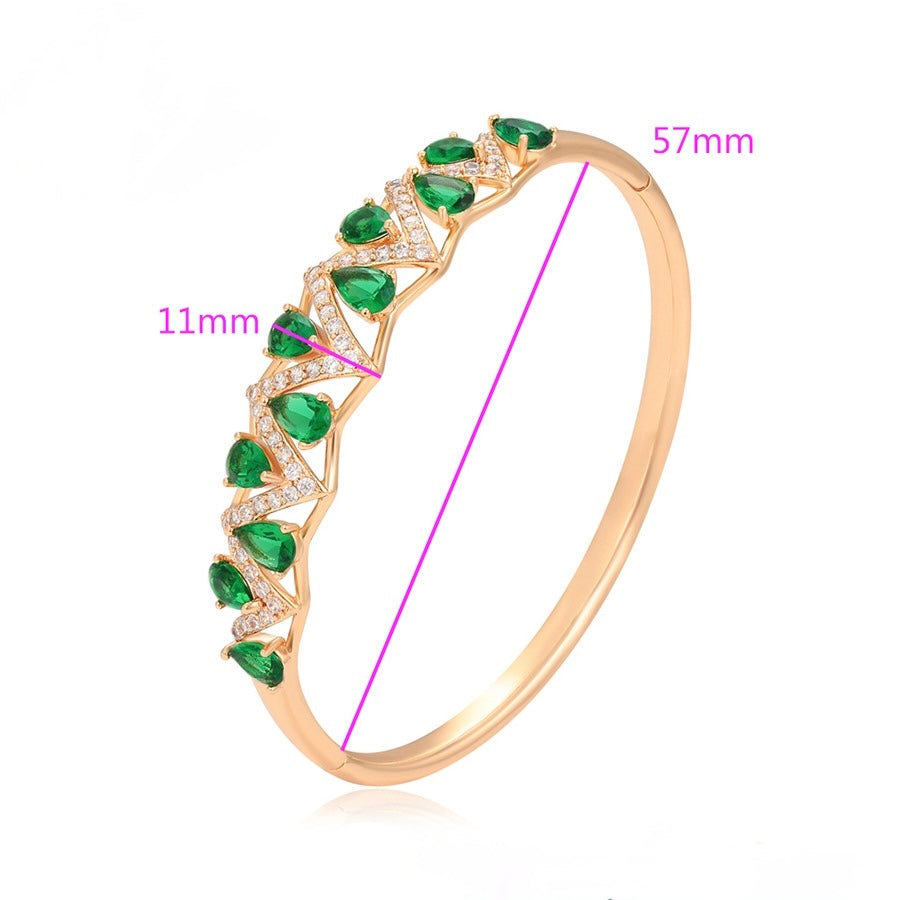 Heirloom Pear-Cut Emerald Bangle Bracelet - HARMA