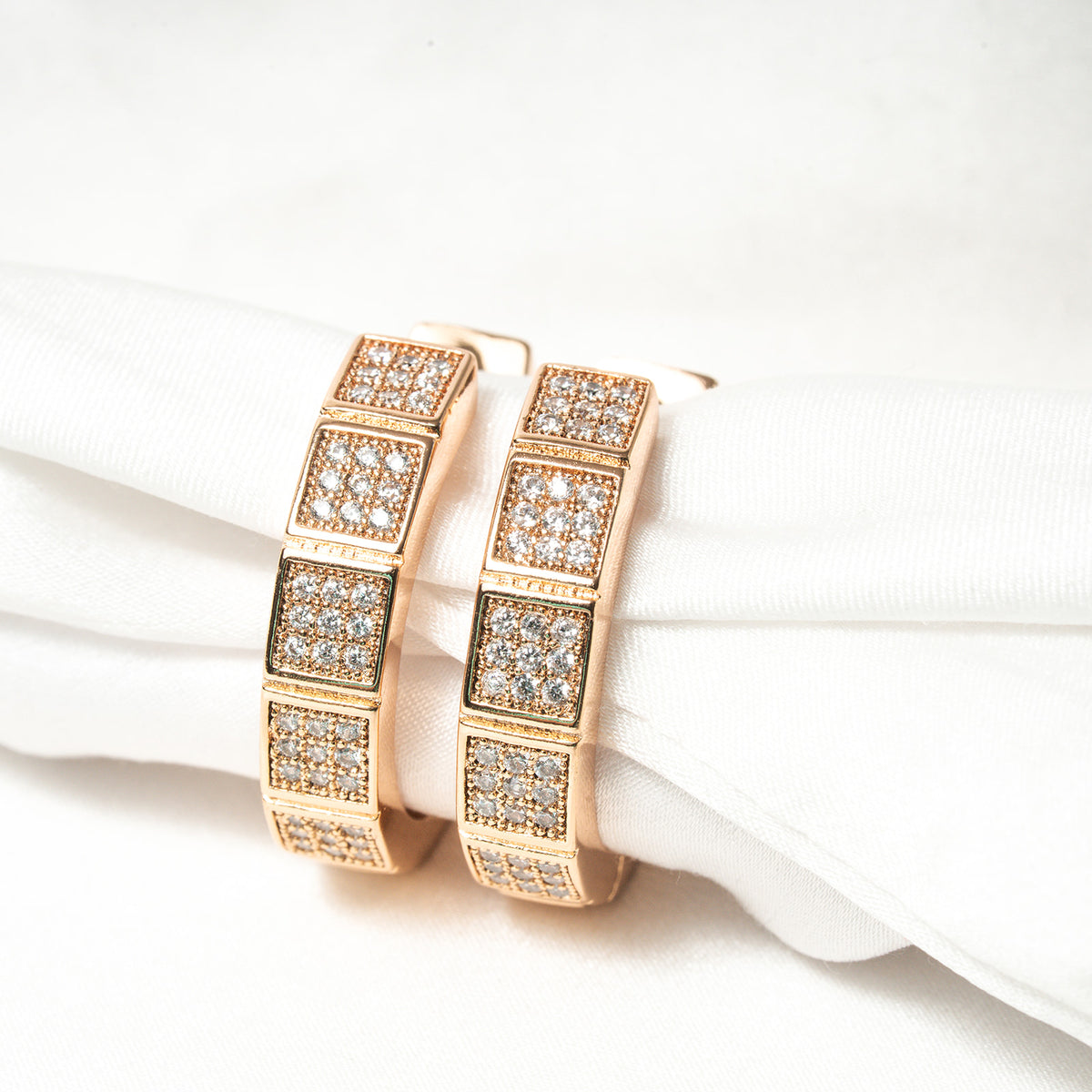Horizon Edge Zirconia Hoop Earrings - HARMA