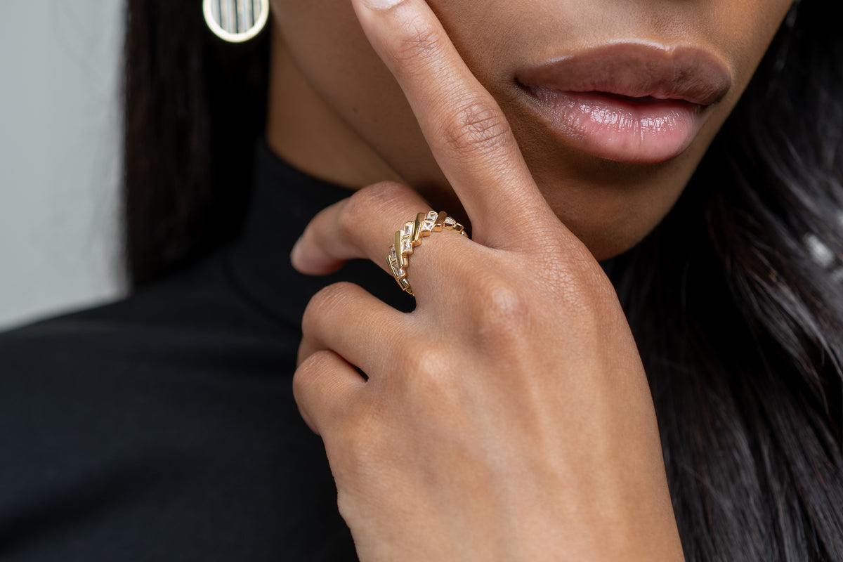 Diagonal Tetris Block Adjustable Ring - HARMA