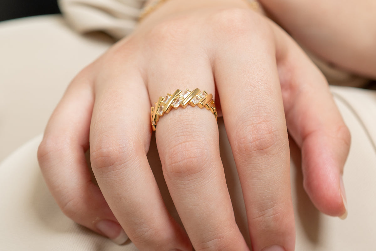 Diagonal Tetris Block Adjustable Ring - HARMA