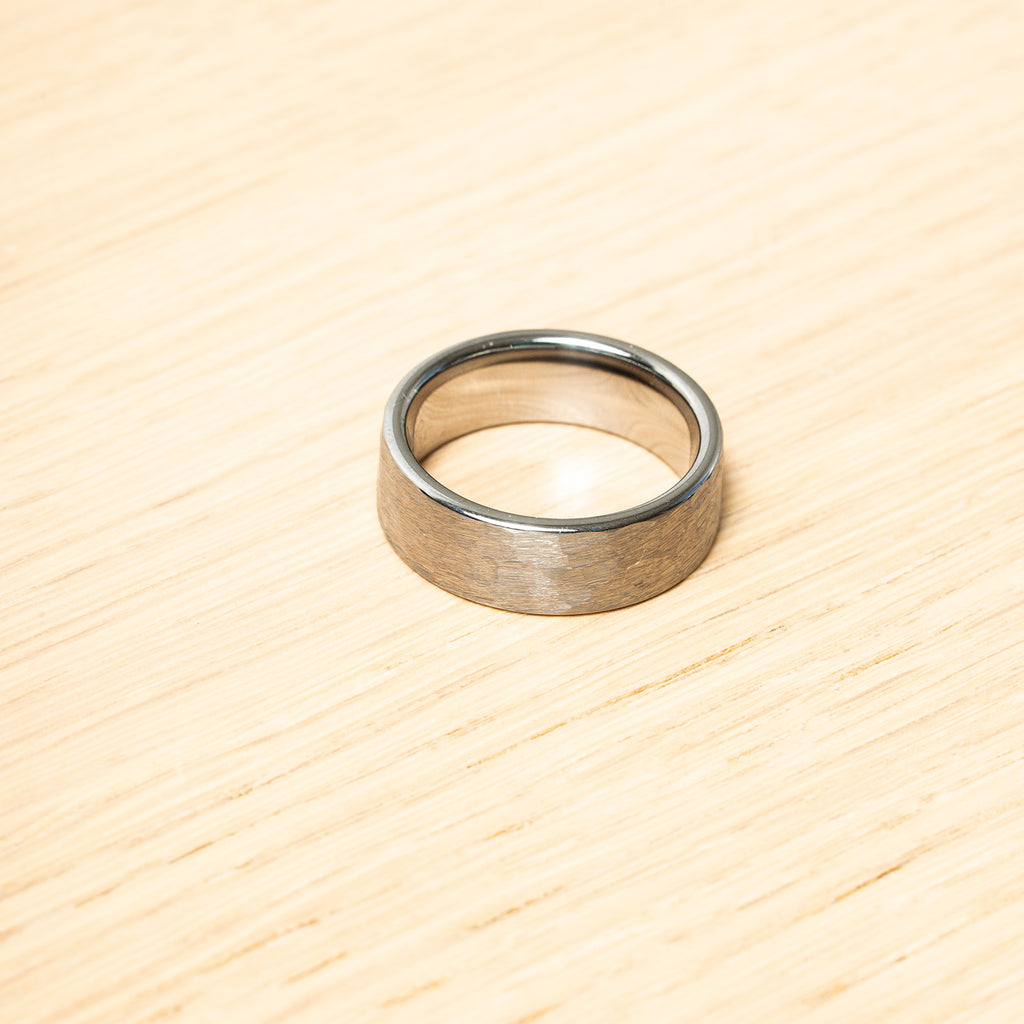 Men Hammered Silver Tungsten Carbide Ring - HARMA