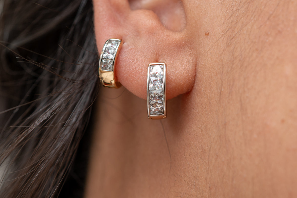 Harma Essential Two-tone Baguette Hoop Earrings - HARMA
